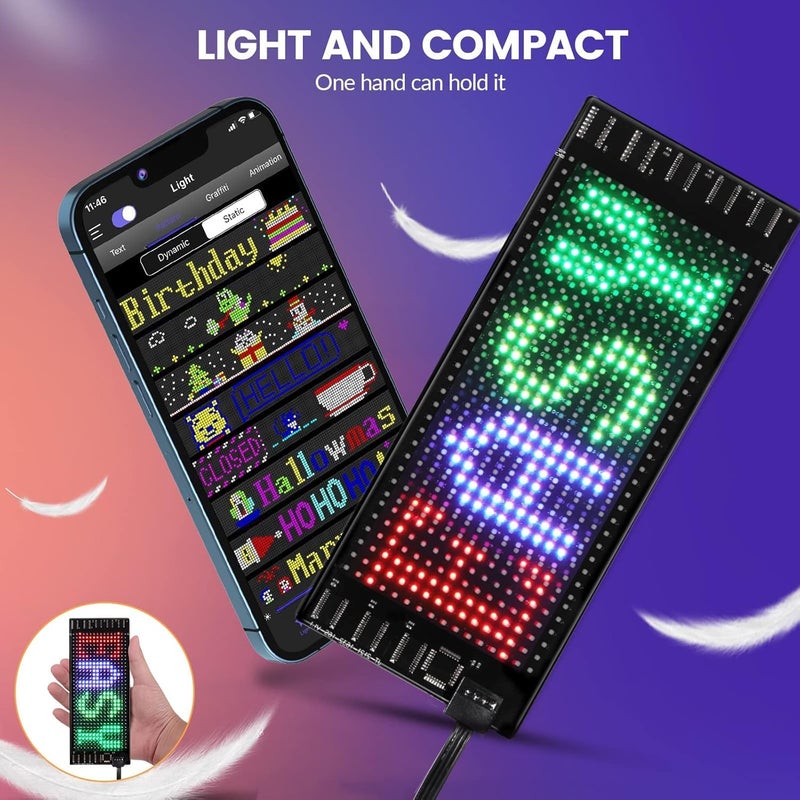 Rayhome LED Sign for Car, 7''x3''Flexible LED Matrix Panel USB 5V Bluetooth Application Control DIY Programmable Scrolling Sign for Car Party Wedding Festival - Image 4